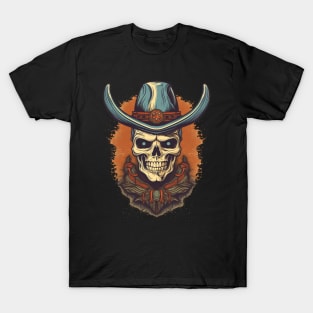 Retro Mean Cowboy Western Hustler Skull T-Shirt